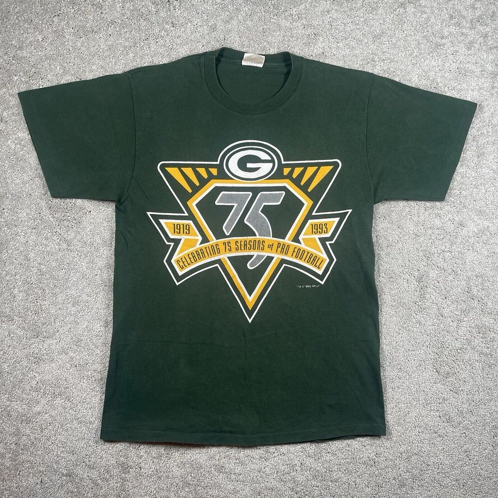 Vintage Green Bay Packers 75th Anniversary Graphic T-Shirt Size Medium M